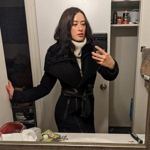 Mackage Nori 2-in-1 Shearling-Trim Wool Coat - Size XS